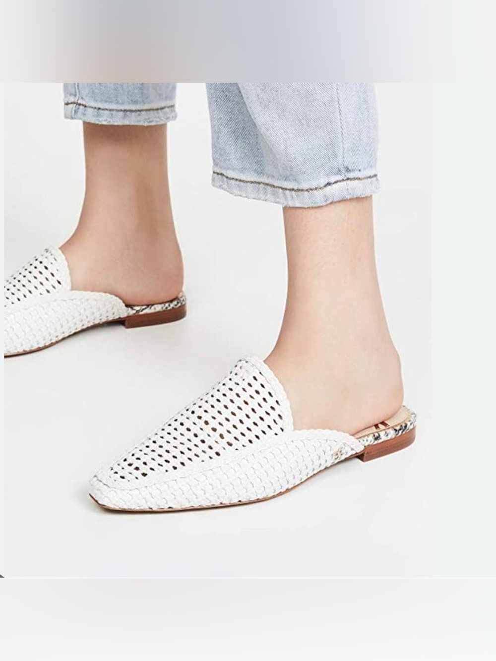 Sam Edelman White Leather Elva Slip On Woven Mule Flats 9
